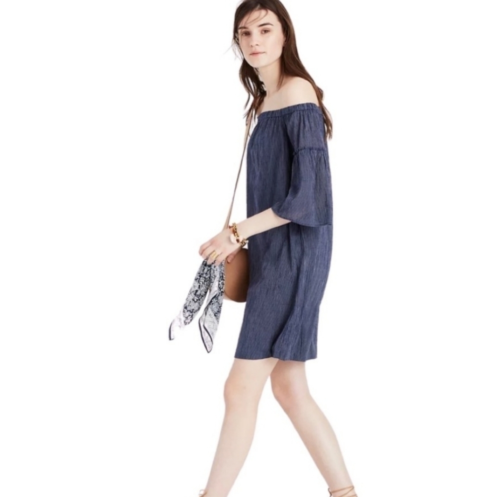 Madewell Off the Shoulder Bell Sleeve Dress - Picture 4 of 13